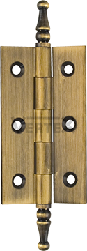 Narrow Range Cabinet Hinges - Steeple tips, Antique brass